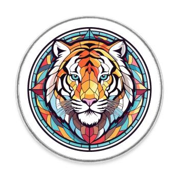 Tiger Buntes Aquarell Tier Haustier Illustration - Runder Kühlschrankmagnet - Weiß - Vorne