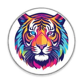 Tiger Buntes Aquarell Tier Haustier Illustration - Runder Kühlschrankmagnet - Weiß - Vorne