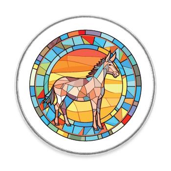 Donkey Colorful Watercolor Animal Pet Illustration - Round  fridge magnet - white - Front