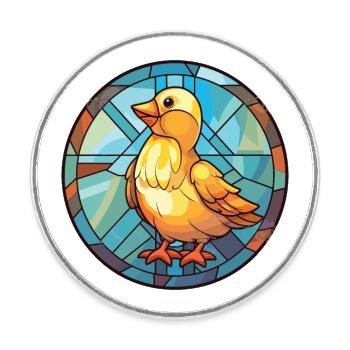 Chick Colorful Watercolor Animal Pet Illustration - Round  fridge magnet - white - Front
