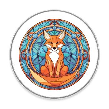 Fuchs bunte Aquarell-Tier-Haustier-Illustration - Runder Kühlschrankmagnet - Weiß - Vorne