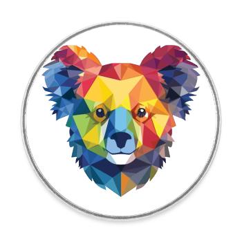 Koala buntes Aquarell Tier Haustier Illustration - Runder Kühlschrankmagnet - Weiß - Vorne
