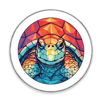 Schildkröte buntes Aquarell Tier Haustier Illustration - Runder Kühlschrankmagnet - Weiß - Vorne