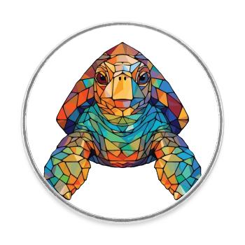 Schildkröte buntes Aquarell Tier Illustration - Runder Kühlschrankmagnet - Weiß - Vorne