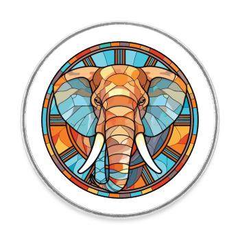 Elephant Colorful Watercolor Animal Illustration - Round  fridge magnet - white - Front