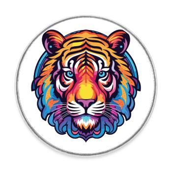Tiger Buntes Aquarell Tier Haustier Illustration - Runder Kühlschrankmagnet - Weiß - Vorne