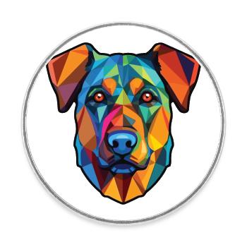 Illustration à l’aquarelle de race de chien de molosse aryen - Magnet rond - blanc - Devant