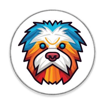 Bichon Yorkie chien race aquarelle Illustration - Magnet rond - blanc - Devant