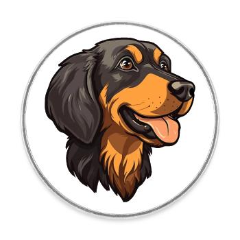 Berger De Beauce Dog Breed Cartoon Kawaii Illustra - Round  fridge magnet - white - Front