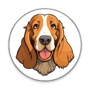 Austrian Brandlbracke Dog Breed Cartoon Kawaii Ill - Round  fridge magnet - white - Front