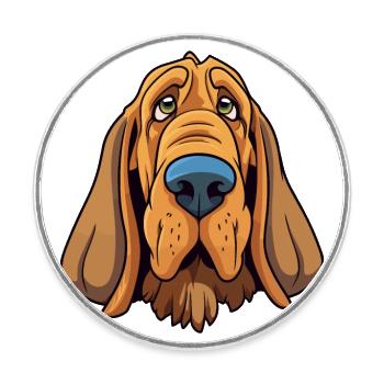 Bluthund Hunderasse Cartoon Kawaii Illustration - Runder Kühlschrankmagnet - Weiß - Vorne