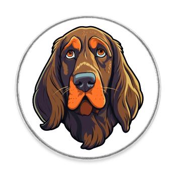 Frison chien d’arrêt race Cartoon Kawaii Illustra - Magnet rond - blanc - Devant