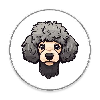Miniatur-Pudel Hunderasse Cartoon Kawaii Illustra - Runder Kühlschrankmagnet - Weiß - Vorne