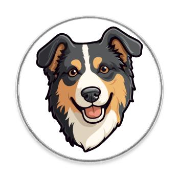 Lapponischer Hirte Hund Rasse Cartoon Kawaii Illustra - Runder Kühlschrankmagnet - Weiß - Vorne