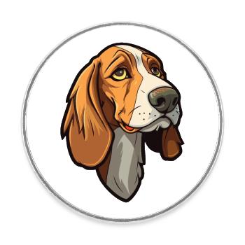 Lithuanian Hound Dog Breed Cartoon Kawaii Illustra - Round  fridge magnet - white - Front