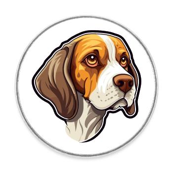 Pointer Dog Breed Cartoon Kawaii Illustration - Round  fridge magnet - white - Front