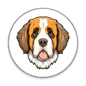 Saint Bernard Chien Race Cartoon Kawaii Illustratio - Magnet rond - blanc - Devant
