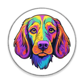 Chien Francais Dog Breed Cartoon Kawaii Illustrati - Round  fridge magnet - white - Front