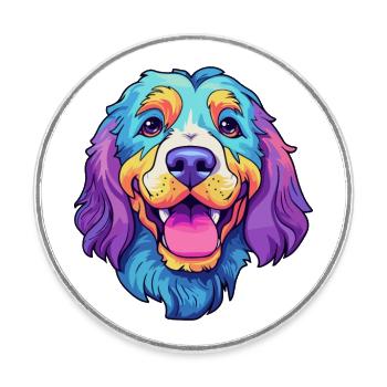 Drentsche Patrijshond Dog Breed Cartoon Kawaii Ill - Round  fridge magnet - white - Front