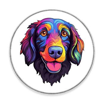 Plat Enduit Retriever Chien Race Cartoon Kawaii Ill - Magnet rond - blanc - Devant