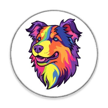 Lapponischer Hirte Hund Rasse Cartoon Kawaii Illustra - Runder Kühlschrankmagnet - Weiß - Vorne