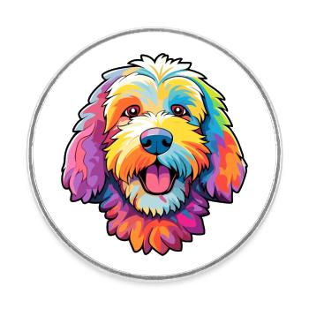 Labradoodle Hunderasse Cartoon Kawaii Illustration - Runder Kühlschrankmagnet - Weiß - Vorne