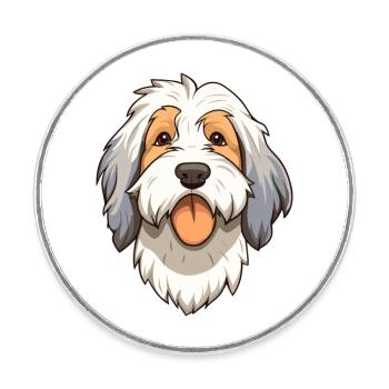 Picardy Sheepdog Dog Breed Cartoon Kawaii Illustra - Round  fridge magnet - white - Front