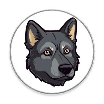 Schwarzer norwegischer Elchhund Hunderasse Cartoon Kawaii - Runder Kühlschrankmagnet - Weiß - Vorne