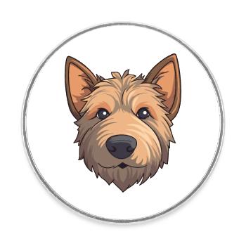 Berger Picard Hunderasse Cartoon Kawaii Illustratio - Runder Kühlschrankmagnet - Weiß - Vorne