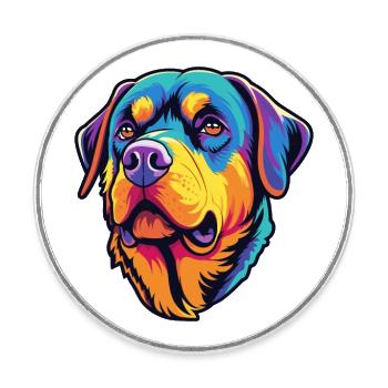 Rottweiler chien race dessin animé kawaii illustration - Magnet rond - blanc - Devant