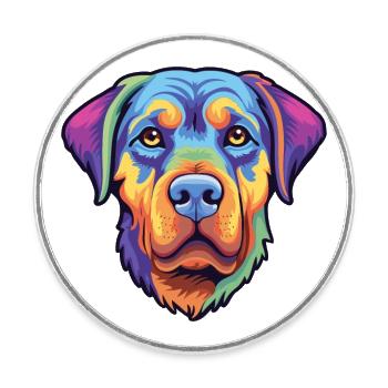 Rottweiler chien race dessin animé kawaii illustration - Magnet rond - blanc - Devant
