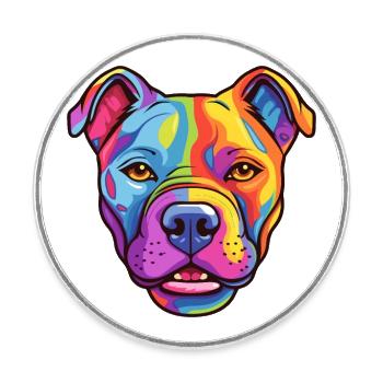 Staffordshire Bullterrier Hunderasse Karikatur Kawai - Runder Kühlschrankmagnet - Weiß - Vorne