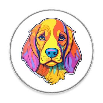 Austrian Brandlbracke Dog Breed Cartoon Kawaii Ill - Round  fridge magnet - white - Front