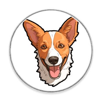 Portuguese Podengo Pequeno Dog Breed Cartoon Kawai - Round  fridge magnet - white - Front
