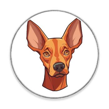 Cirneco Dell Etna Dog Breed Cartoon Kawaii Illustr - Round  fridge magnet - white - Front