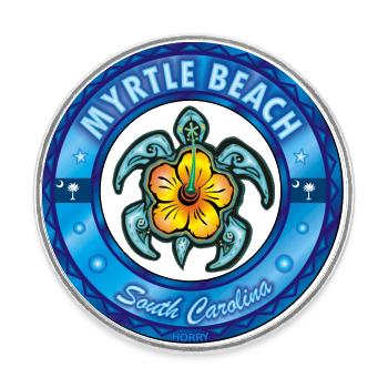 Myrtle Beach Meeresschildkröte Hibiskus - Runder Kühlschrankmagnet - Weiß - Vorne