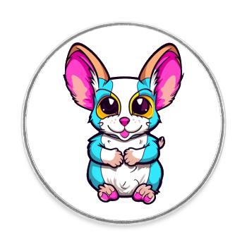 Zuckergleiter Bunte Aquarell-Karikatur Kawaii An - Runder Kühlschrankmagnet - Weiß - Vorne