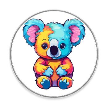 Koala Buntes Aquarell Cartoon Kawaii Tier - Runder Kühlschrankmagnet - Weiß - Vorne