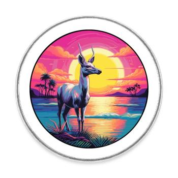 Karibu buntes Aquarell Cartoon Kawaii Tier - Runder Kühlschrankmagnet - Weiß - Vorne