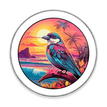 Sperling Buntes Aquarell Cartoon Kawaii Tier - Runder Kühlschrankmagnet - Weiß - Vorne