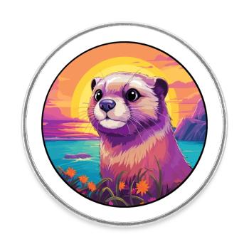 Gopher Buntes Aquarell Cartoon Kawaii Tier - Runder Kühlschrankmagnet - Weiß - Vorne
