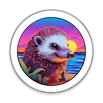 Igel Buntes Aquarell Cartoon Kawaii Tier - Runder Kühlschrankmagnet - Weiß - Vorne