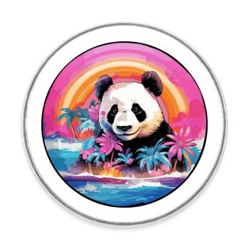 Panda Buntes Aquarell Cartoon Kawaii Tier - Runder Kühlschrankmagnet - Weiß - Vorne