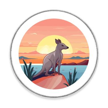 Aardvark Colorful Watercolor Cartoon Kawaii Animal - Round  fridge magnet - white - Front