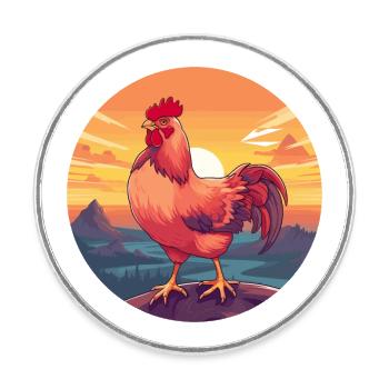 Chicken Colorful Watercolor Cartoon Kawaii Animal - Round  fridge magnet - white - Front