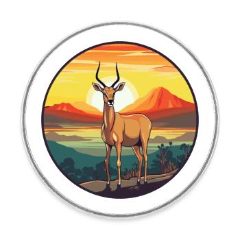 Impala Buntes Aquarell Cartoon Kawaii Tier - Runder Kühlschrankmagnet - Weiß - Vorne