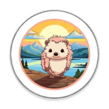 Igel Buntes Aquarell Cartoon Kawaii Tier - Runder Kühlschrankmagnet - Weiß - Vorne