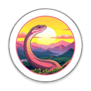 Snake Colorful Watercolor Cartoon Kawaii Animal - Round  fridge magnet - white - Front