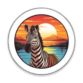 Zebra Colorful Watercolor Cartoon Kawaii Animal - Round  fridge magnet - white - Front