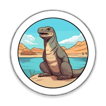 Komodowaran Aquarell Cartoon Kawaii Tier - Runder Kühlschrankmagnet - Weiß - Vorne